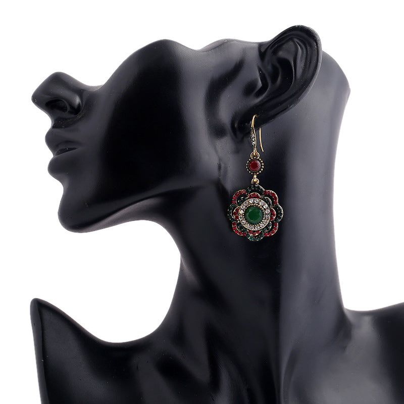 Ethnic-style hollow-out flower earrings