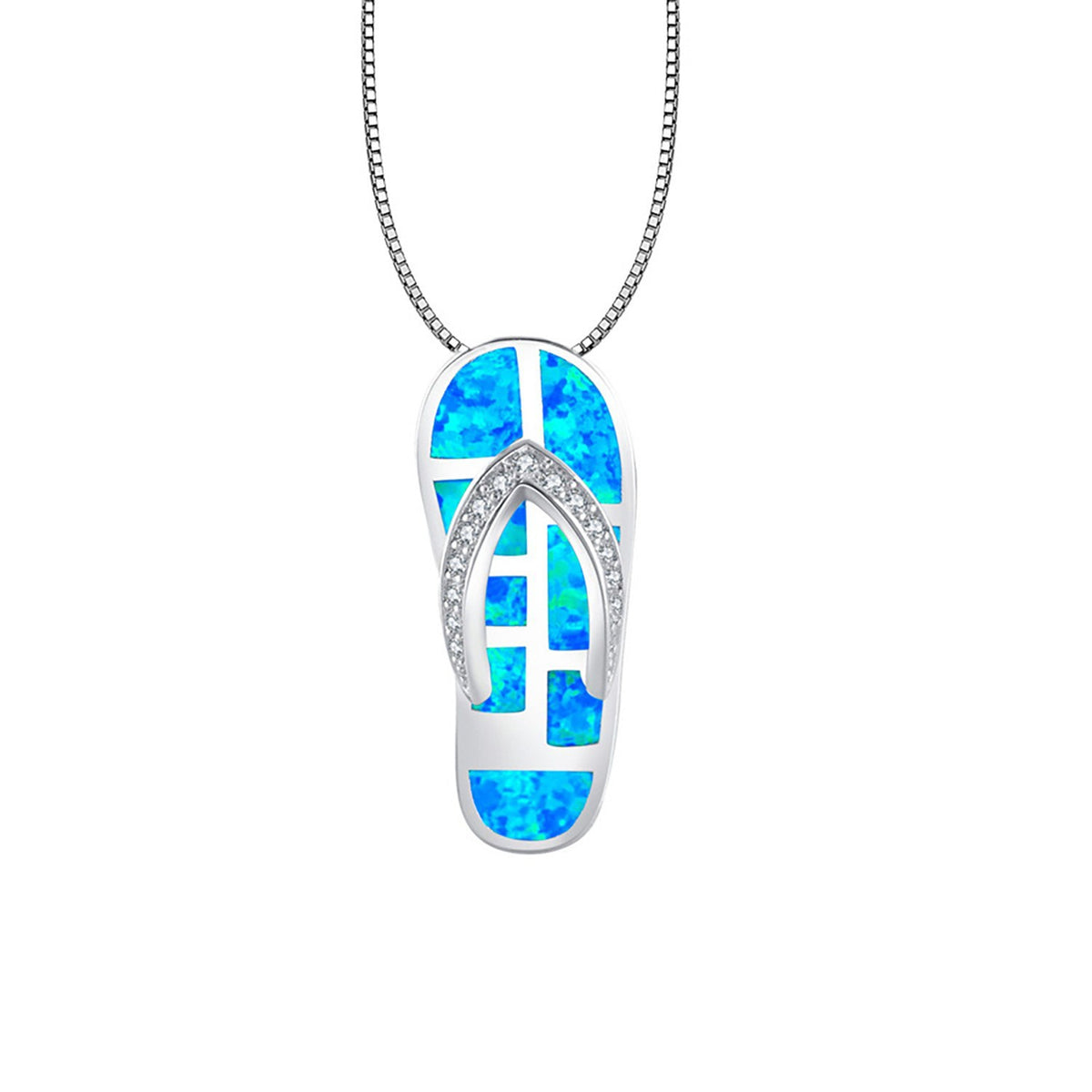 Opal Flip-Flop Pendant Necklace Earrings Set Fashion Colored Gemstone Jewelry
