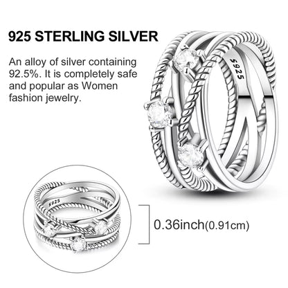 Women Silver Finger Rings for Women Original 925 Sterling Silver Cocktail Ring Geometric Cubic Zircon Heart Wedding Jewelry