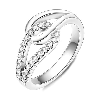 Women Silver Finger Rings for Women Original 925 Sterling Silver Cocktail Ring Geometric Cubic Zircon Heart Wedding Jewelry