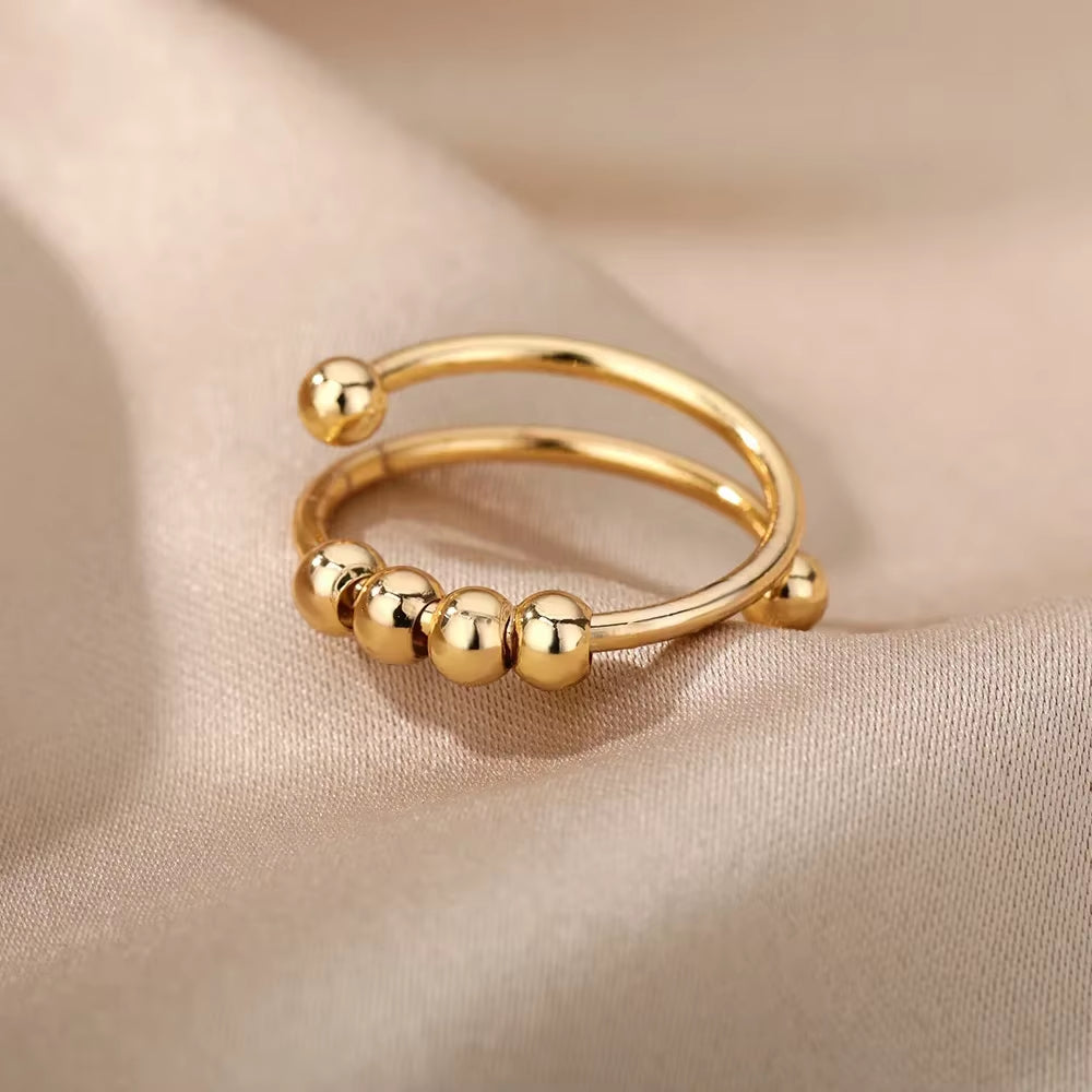 Stainless Steel Rings for Women Aesthetic Heart Gold Color Wedding Ring Vintage Waterproof Wedding Jewelry Prom Accessories Gift