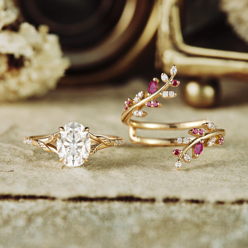 Leaf and Gem Ring