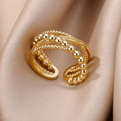Stainless Steel Rings for Women Aesthetic Heart Gold Color Wedding Ring Vintage Waterproof Wedding Jewelry Prom Accessories Gift