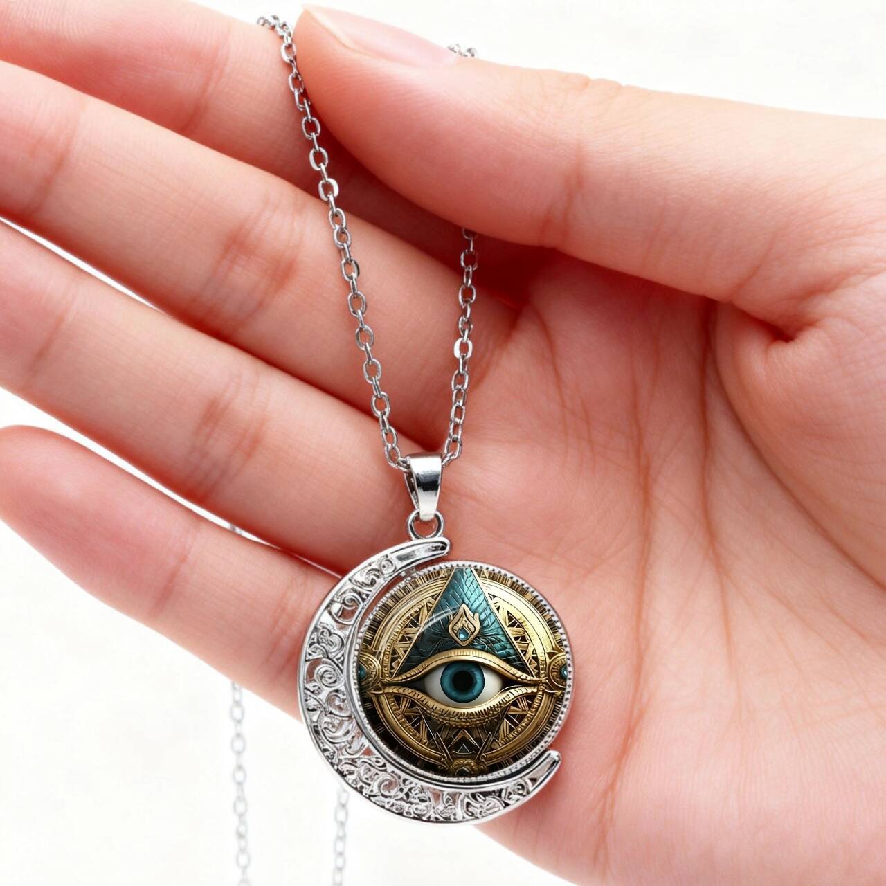 Rotating Moon Pendant Necklace for Women
