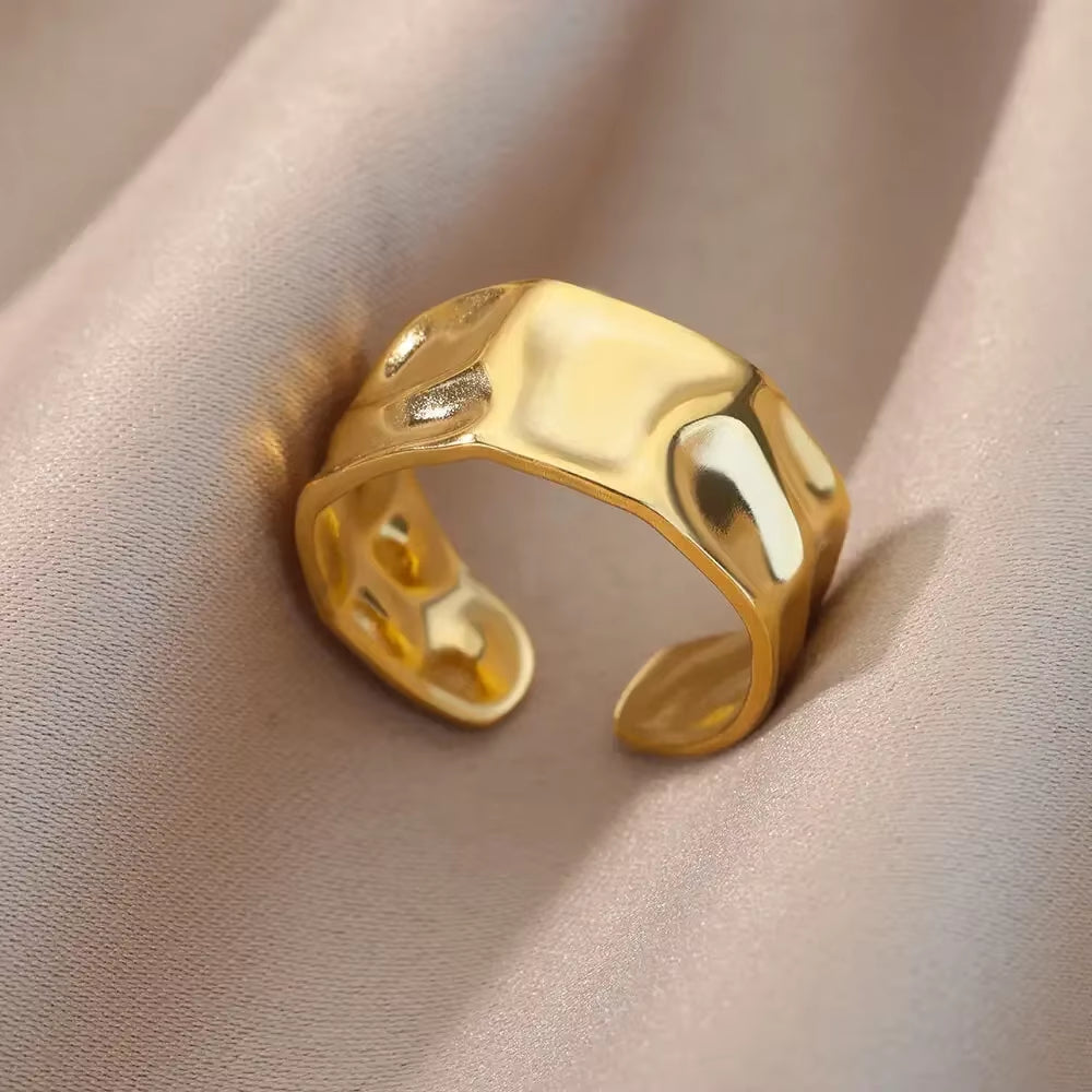 Stainless Steel Rings for Women Aesthetic Heart Gold Color Wedding Ring Vintage Waterproof Wedding Jewelry Prom Accessories Gift