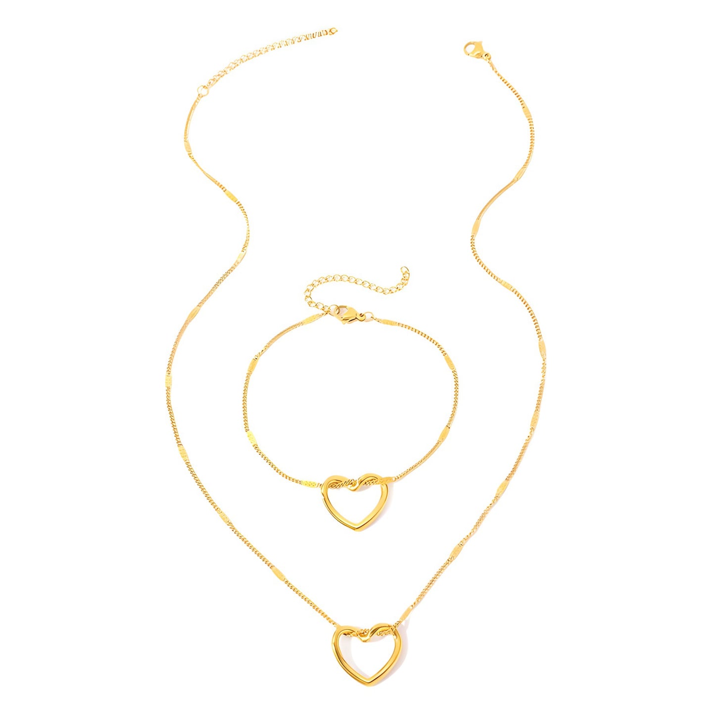 Golden Hearts Bracelet and Necklace