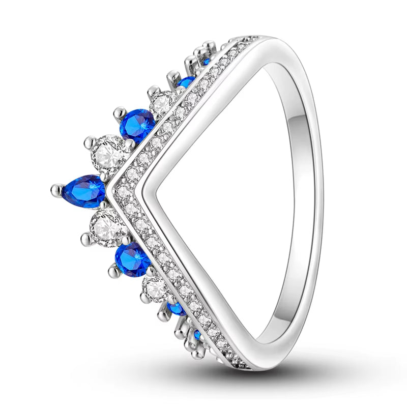 Women Silver Finger Rings for Women Original 925 Sterling Silver Cocktail Ring Geometric Cubic Zircon Heart Wedding Jewelry