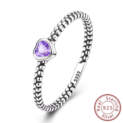 Women Silver Finger Rings for Women Original 925 Sterling Silver Cocktail Ring Geometric Cubic Zircon Heart Wedding Jewelry
