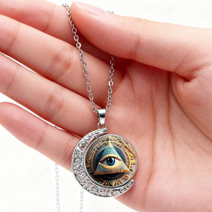 Rotating Moon Pendant Necklace for Women