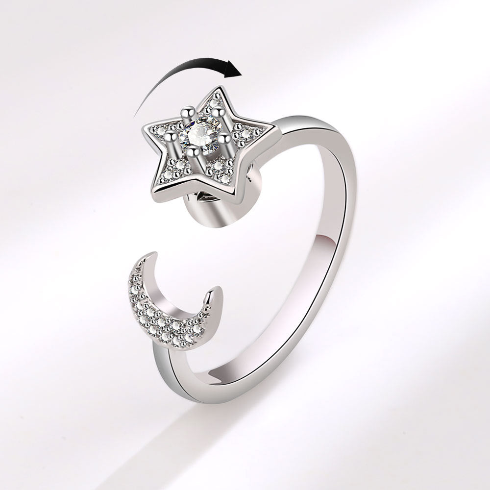 Moon and Spinning Star Ring