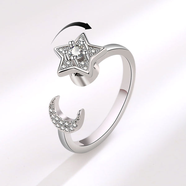 Moon and Spinning Star Ring
