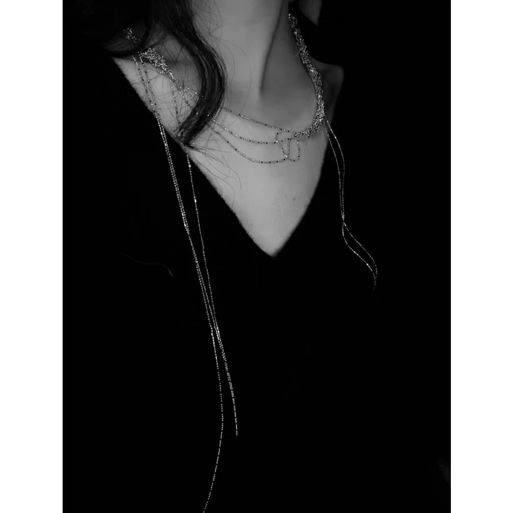 Long Woven Tassel Earrings and Necklace