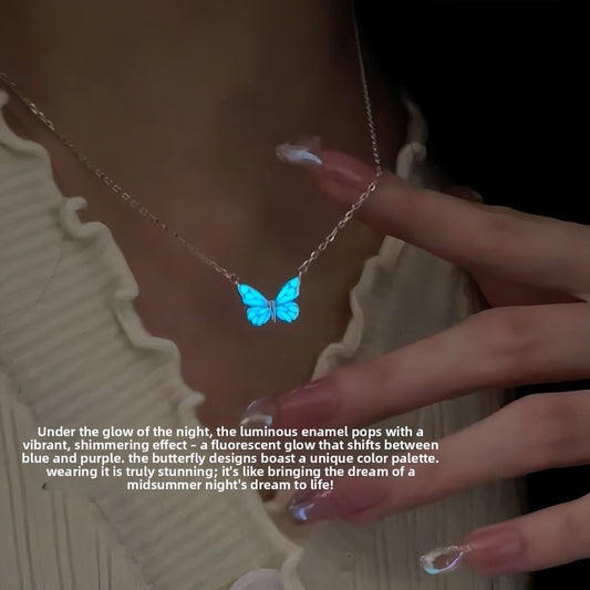 Luminous Butterfly Necklace and Bracelet Set