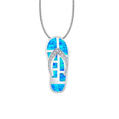 Opal Flip-Flop Pendant Necklace Earrings Set Fashion Colored Gemstone Jewelry