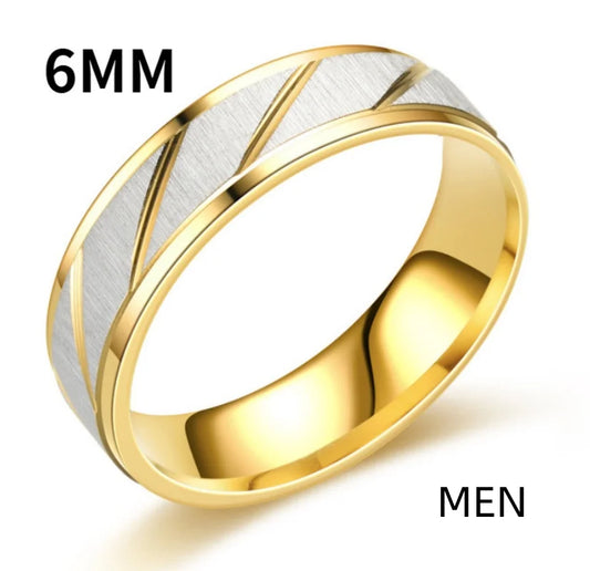 Fashion Stainless Steel Gold Plated Wave Pattern Couple Ring Titanium Steel Wedding Engagement Ring Promise Ring Jewelry Gift