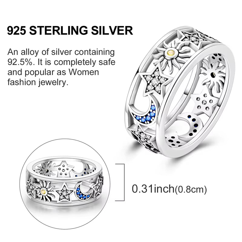Women Silver Finger Rings for Women Original 925 Sterling Silver Cocktail Ring Geometric Cubic Zircon Heart Wedding Jewelry