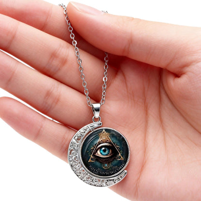 Rotating Moon Pendant Necklace for Women