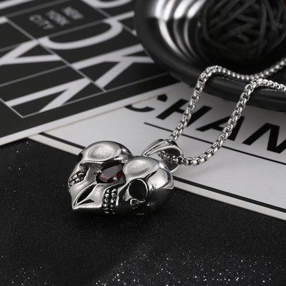 Heart-shaped Rhinestone Skull Pendant