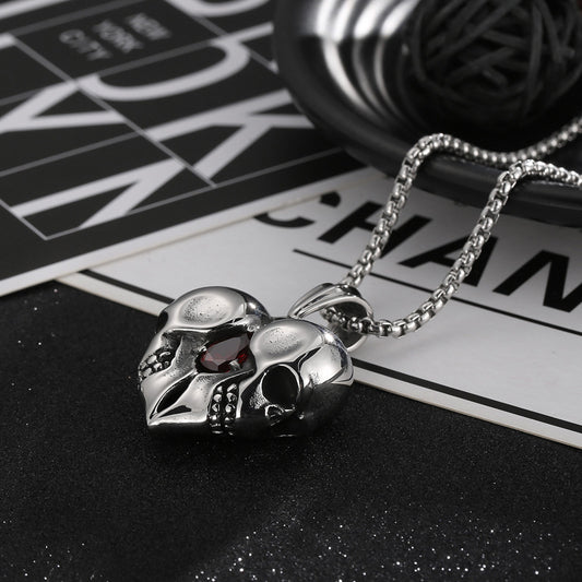 Heart-shaped Rhinestone Skull Pendant