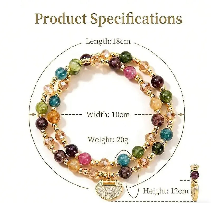 Unisex Double-Strand Gemstone Beaded Bracelet - Adult Beaded Jewelry with Energy Boost, Wealth Attraction, Positivity Benefits, Luxury Look for Any Occasion, Bracelets, Inspirational Beaded Bracelet, Money Attraction Bracelet