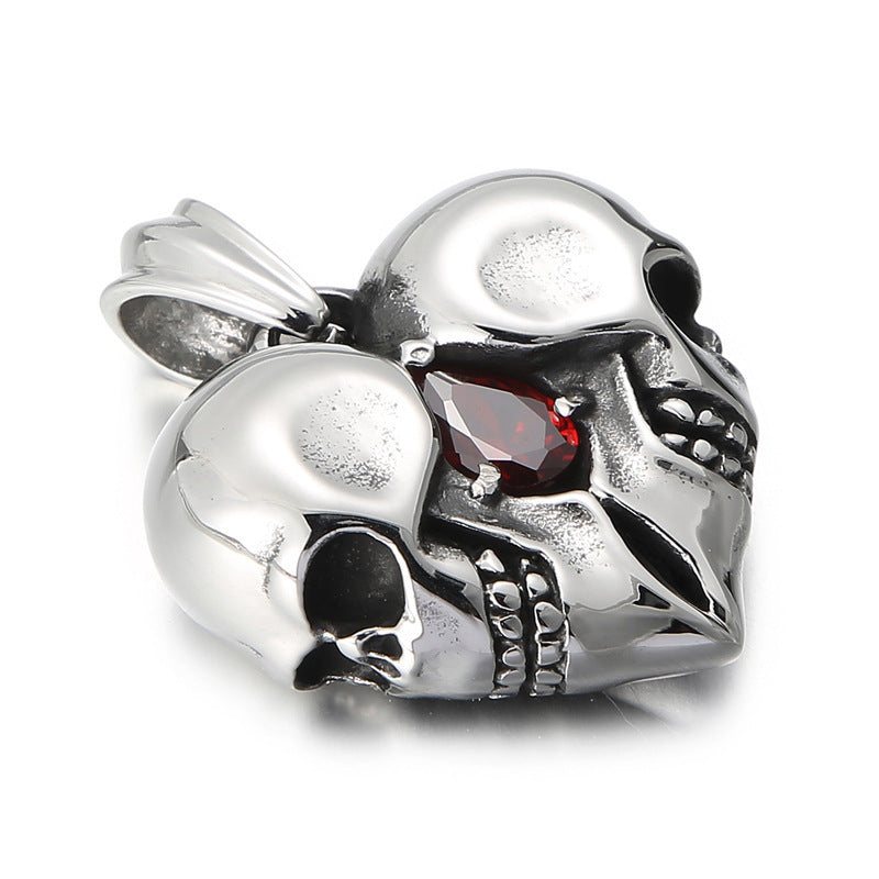 Heart-shaped Rhinestone Skull Pendant