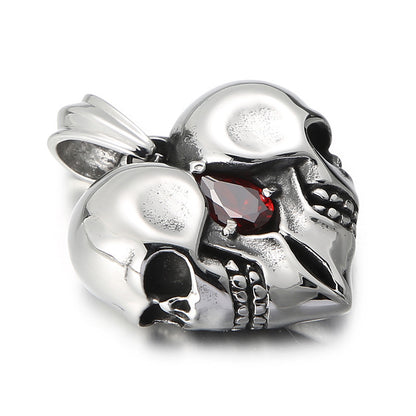 Heart-shaped Rhinestone Skull Pendant