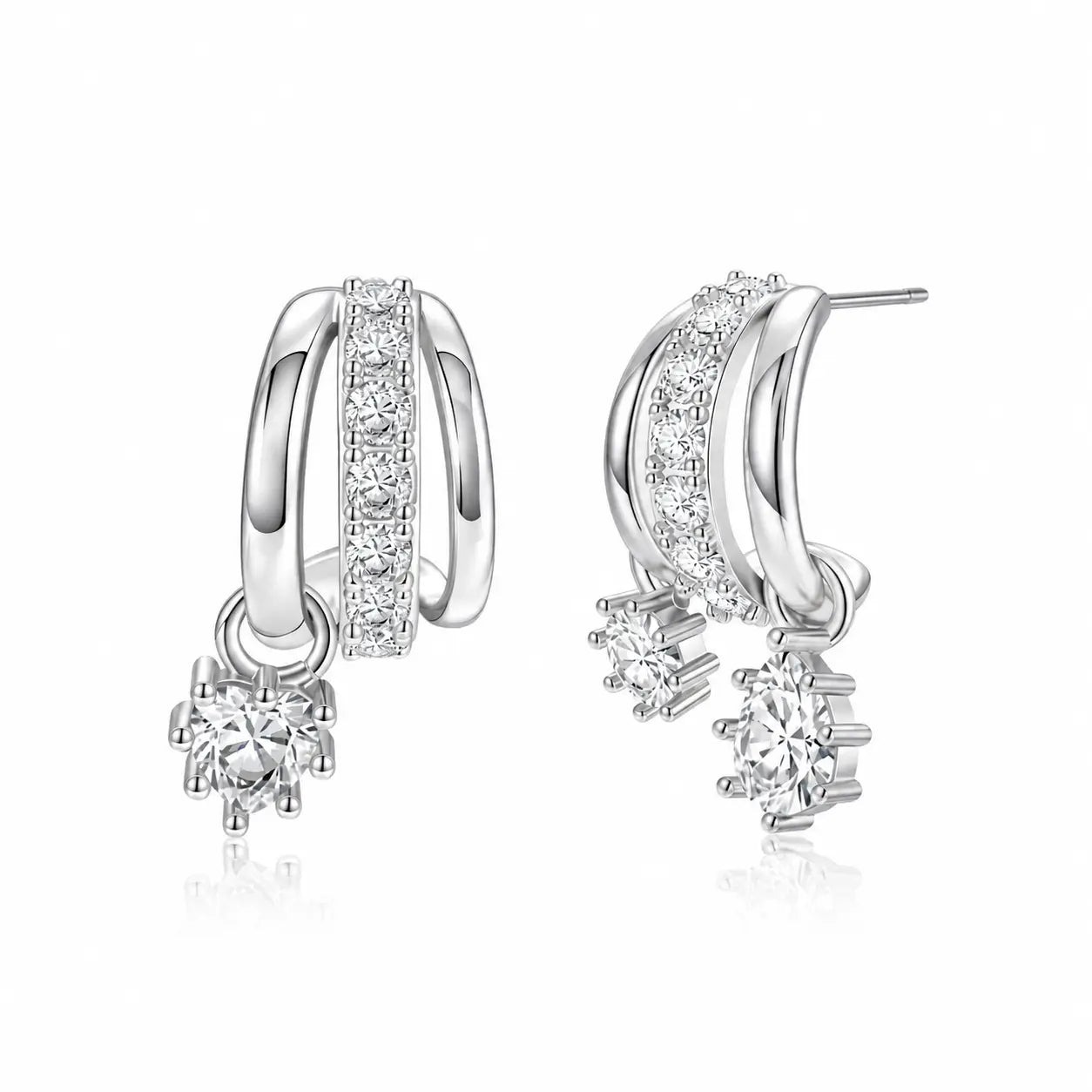 Elevate Your Style with Dearmay Asymmetrical Gold Earrings - 14K Gold Plated Elegance with Sparkling Zircon Pendant