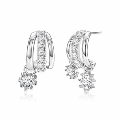 Elevate Your Style with Dearmay Asymmetrical Gold Earrings - 14K Gold Plated Elegance with Sparkling Zircon Pendant