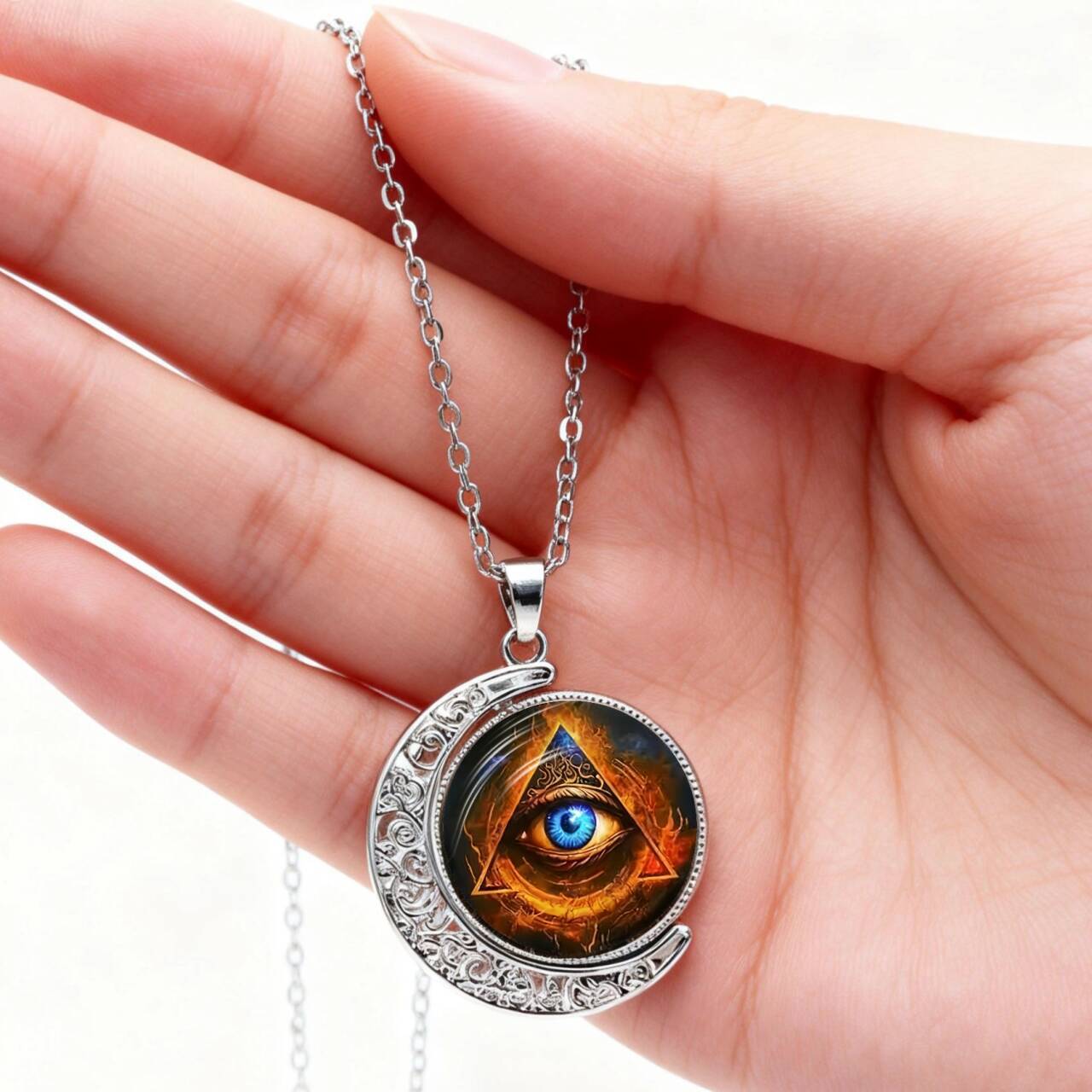 Rotating Moon Pendant Necklace for Women