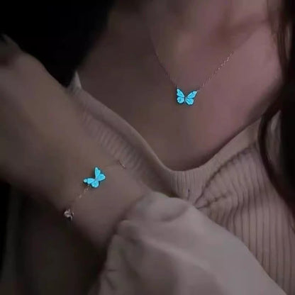 Luminous Butterfly Necklace and Bracelet Set