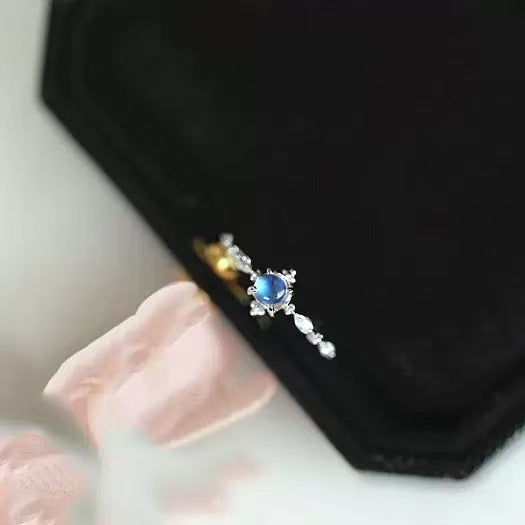 Adjustable Moonstone Silver Plated Ring