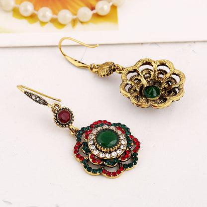 Ethnic-style hollow-out flower earrings