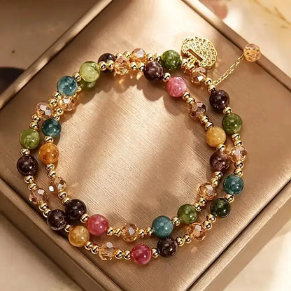 Unisex Double-Strand Gemstone Beaded Bracelet - Adult Beaded Jewelry with Energy Boost, Wealth Attraction, Positivity Benefits, Luxury Look for Any Occasion, Bracelets, Inspirational Beaded Bracelet, Money Attraction Bracelet