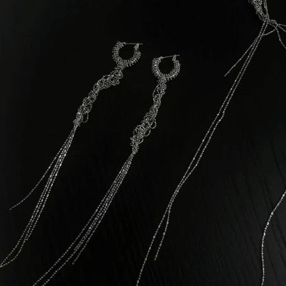 Long Woven Tassel Earrings and Necklace