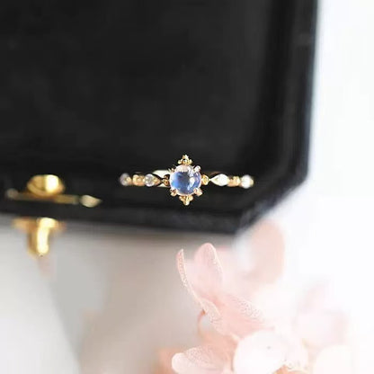 Adjustable Moonstone Silver Plated Ring