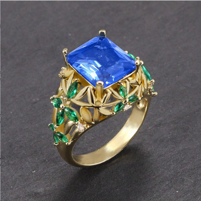Leaf and Gem Ring