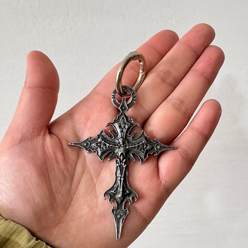 Gothic Crucifix Skull Pendant Necklace Punk Jewelry