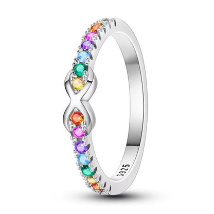 Women Silver Finger Rings for Women Original 925 Sterling Silver Cocktail Ring Geometric Cubic Zircon Heart Wedding Jewelry