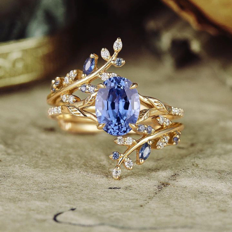 Leaf and Gem Ring