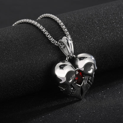 Heart-shaped Rhinestone Skull Pendant