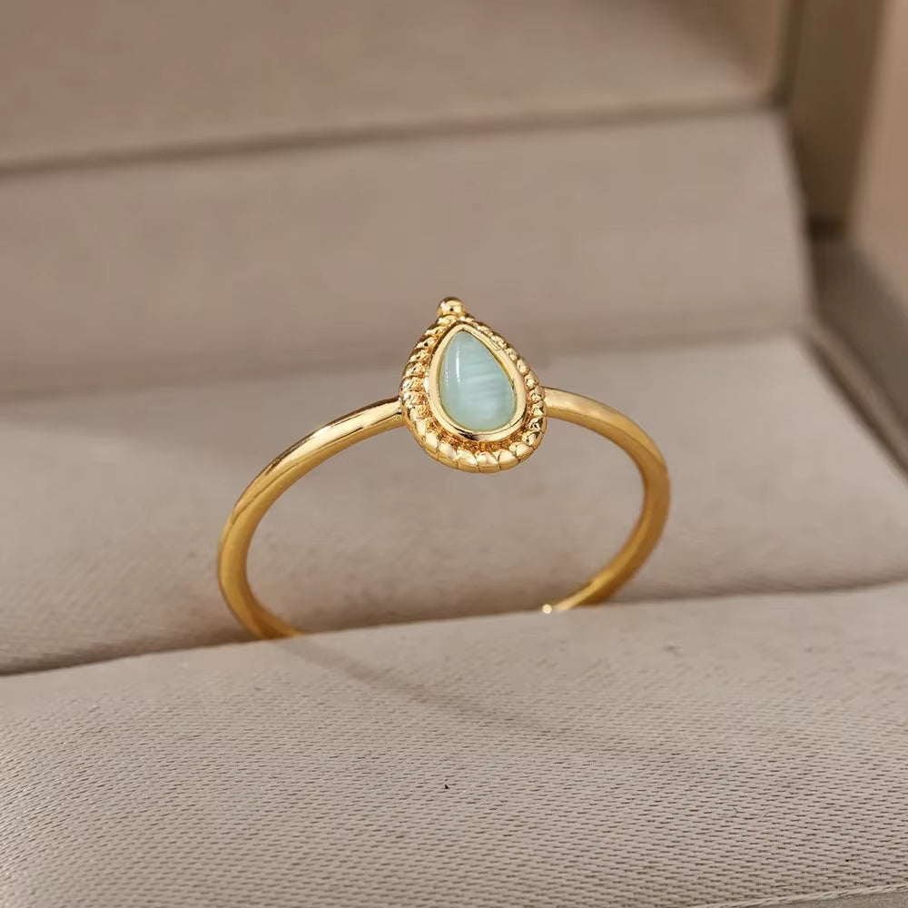 Stainless Steel Rings for Women Aesthetic Heart Gold Color Wedding Ring Vintage Waterproof Wedding Jewelry Prom Accessories Gift