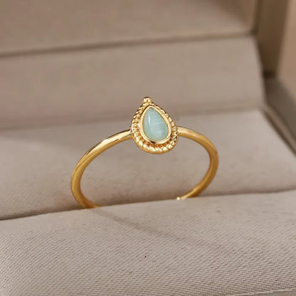 Stainless Steel Rings for Women Aesthetic Heart Gold Color Wedding Ring Vintage Waterproof Wedding Jewelry Prom Accessories Gift