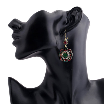 Ethnic-style hollow-out flower earrings