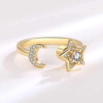 Moon and Spinning Star Ring