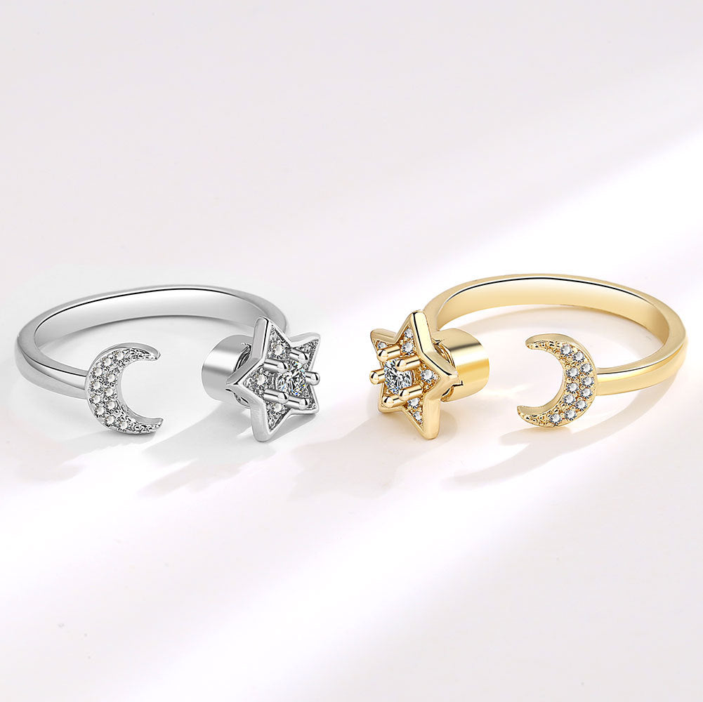 Moon and Spinning Star Ring