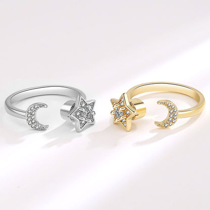 Moon and Spinning Star Ring
