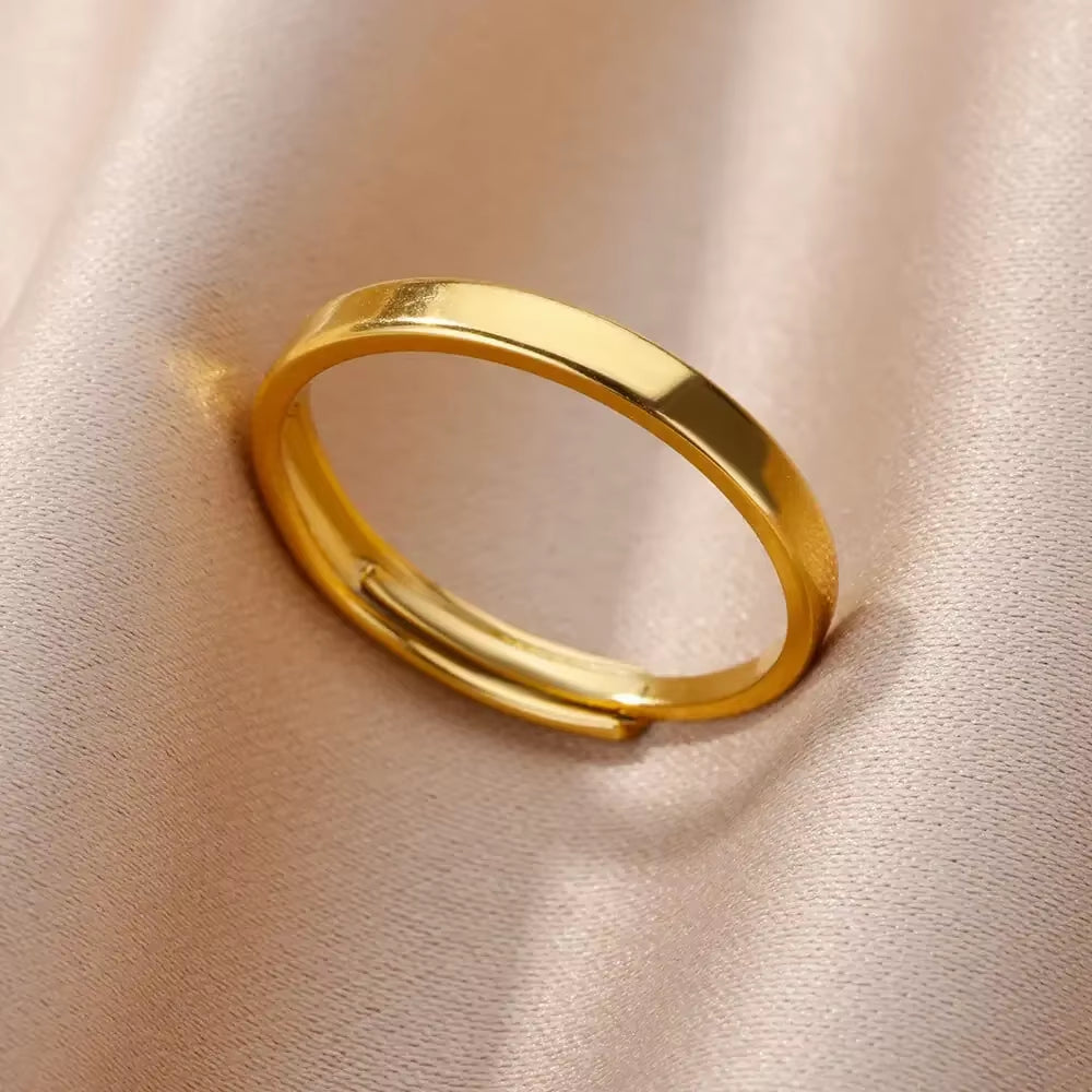 Stainless Steel Rings for Women Aesthetic Heart Gold Color Wedding Ring Vintage Waterproof Wedding Jewelry Prom Accessories Gift