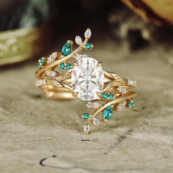 Leaf and Gem Ring