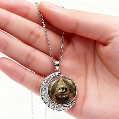 Rotating Moon Pendant Necklace for Women
