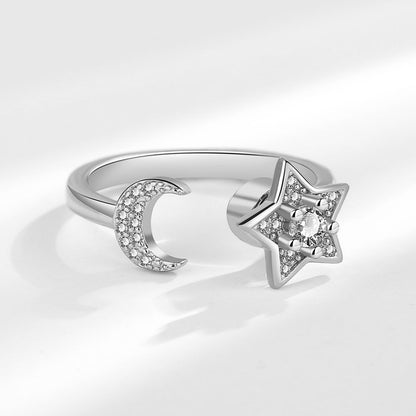 Moon and Spinning Star Ring